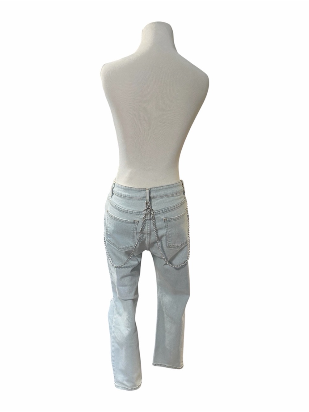 American Bazi Detachable Chain Grommet Distressed Jeans Y2K Grunge Cyber L